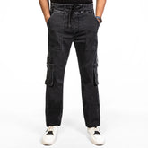 Black Knit Denim Trousers