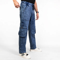 Men’s Blue Knit Denim Trousers