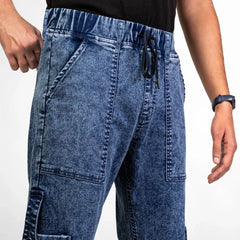 Men’s Blue Knit Denim Trousers