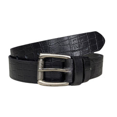 Croc Texture Leather Belt Black