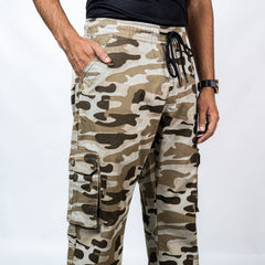 Camo Trousers Beige Elasticated Belt