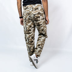 Camo Trousers Beige Elasticated Belt