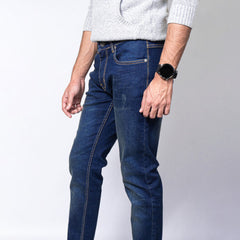NeotroFits Slim Fit Jeans Navy Blue Ripping Effect