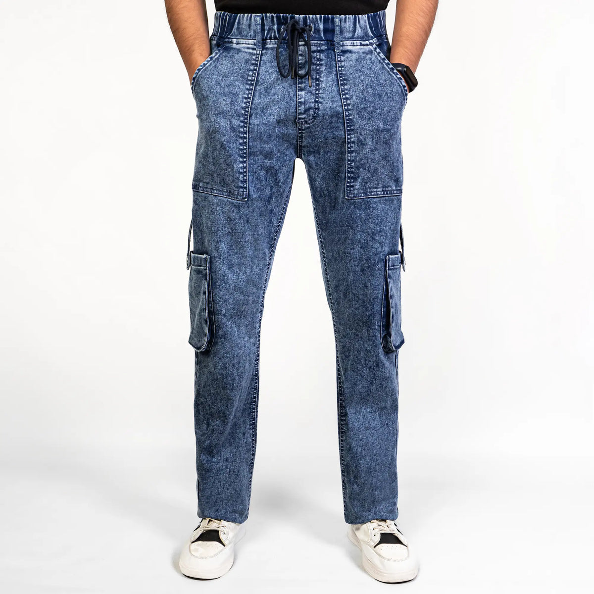 Men’s Blue Knit Denim Trousers