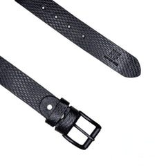 Self Texture Leather Belt Black